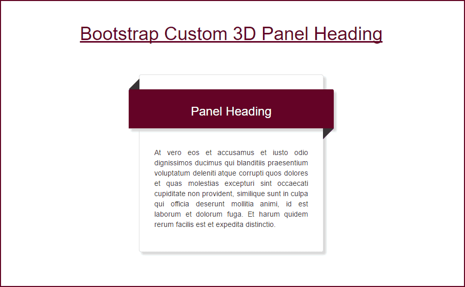 Bootstrap Custom 3D Panel Heading Demo - ShareurCodes