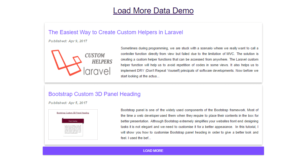 Load More Data Demo - Shareurcodes
