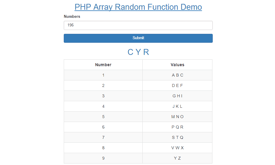 PHP array_rand function demo program - shareurcodes