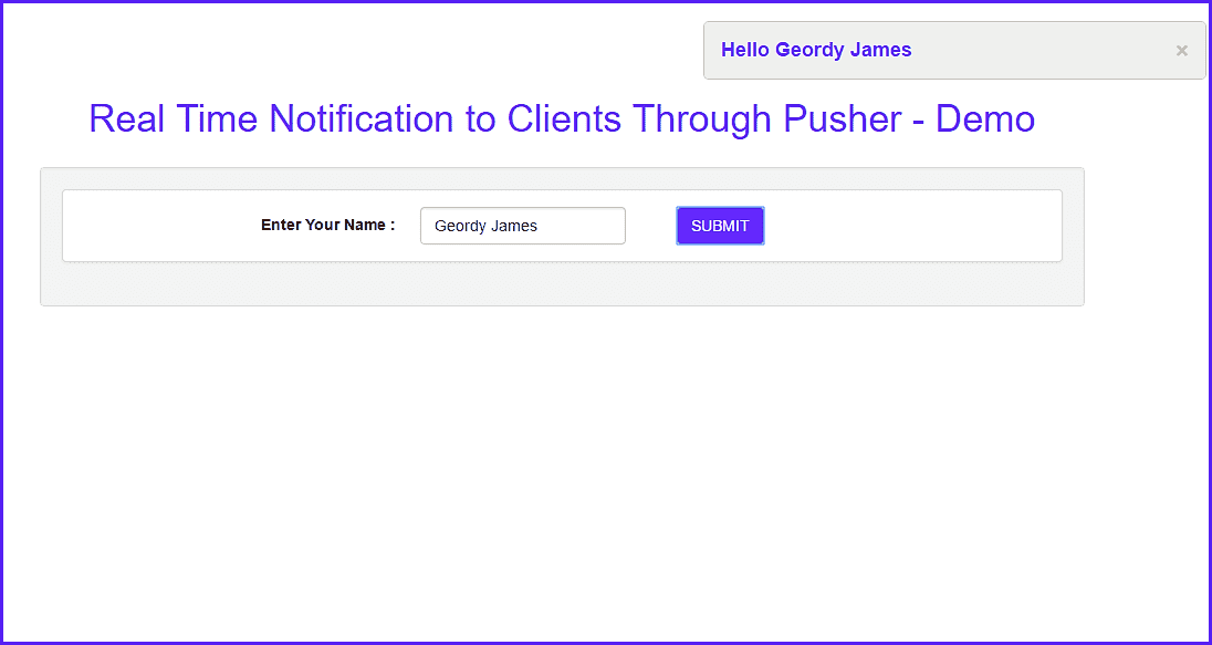 Real Time Notification to Clients Through Pusher - Demo - Shareurcodes